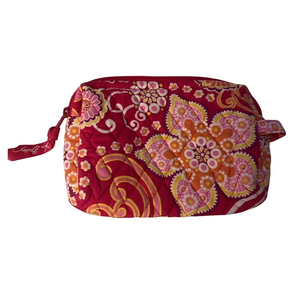 Vera Bradley Pink Floral Quilted Cosmetic Makeup Bag - Picture 3 of 5
